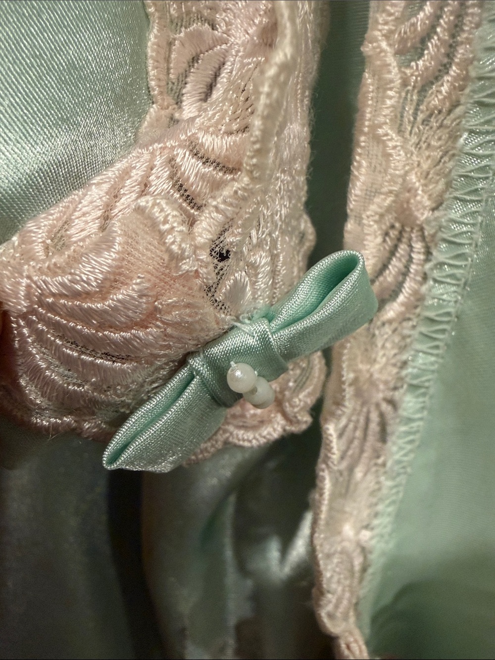 Dior Vintage Slip Dress Chemise Satin Floral Lace Pastels - Picture 11 of 11